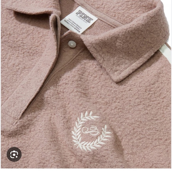 PINK Reverse Fleece Cropped Polo Sweatshirt NWT - Picture 5 of 5